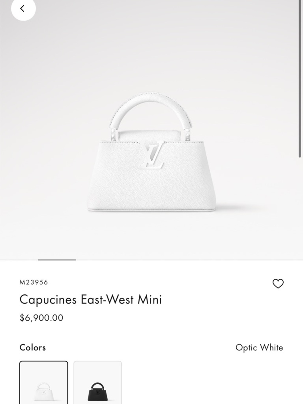 Louis Vuitton East-West Capucines Mini Bag in white